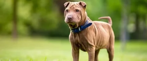 chinese shar breed dog standing outdoors